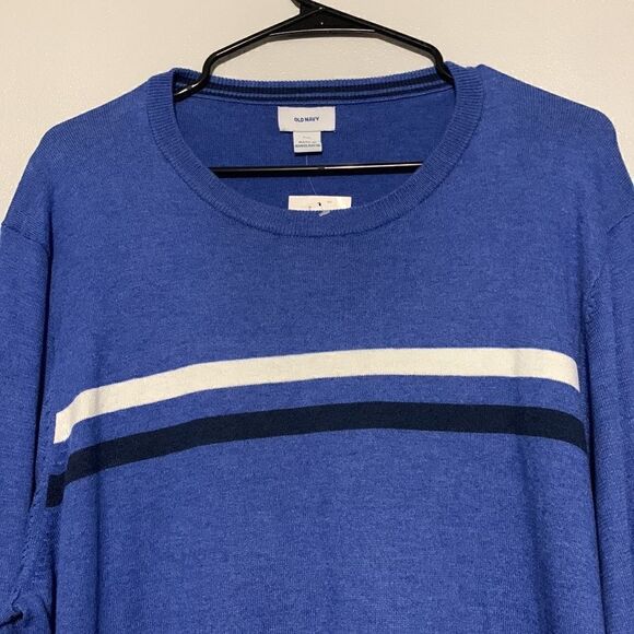 Old Navy Sweater Men's Size XXL Blue Long Sleeve Knit Round Neck Pullover NEW - Picture 2 of 8